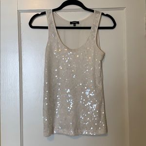 Express sequin sparkle tank top, cream, XS